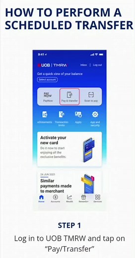 How to set up UOB Bank Recurring schedule transfer #uob #autotransfer #recurring #fortenant #tenant #singaporebank