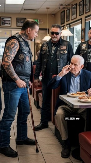 Rude Bikers Mocked a 90-Year-Old Veteran at a Diner — Moments Later, They Went Pale as the Ground Shook with the Roar of Engines It was a quiet Sunday morning at Maggie’s Diner—the kind of place where the coffee was always fresh and the regulars never needed to order. Ninety-year-old Walter Davis shuffled in, just as he had every morning for twenty years, and took his usual seat by the window. “Morning, Walter,” Maggie called from behind the counter. “Morning, Maggie,” he replied with a grin. “S