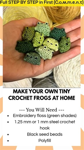 2K views | Make Your Own Tiny Crochet Frogs at Home Looking for a quick, adorable crochet project? These Tiny Crochet Frogs are small enough to perch on your fingertip and cute enough to melt hearts. Simple to make with minimal materials, they’re perfect as pocket pals, keychain charms, or desk companions. | Kira Recipes | Facebook