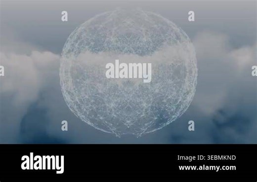 Globe of network of connections against clouds in the blue sky. global networking and cloud storage technology concept Stock Video Footage - Alamy