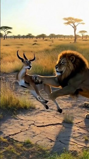 lion vs gazelle #wildlife #EpicLionChase Lion chasing hiran lion vs hiran #lionslive