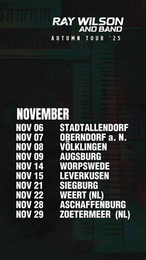 Ray Wilson - Latest Tour Dates | Ray Wilson