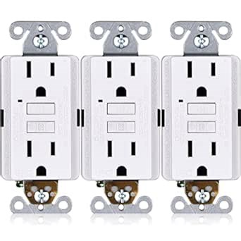 15A GFCI Outlets [3-Pack], ETL Listed, Non-Tamper-Resistant GFI Duplex Receptacles with LED Indicator, Self-Test Ground Fault Circuit Interrupter, White, 3 Piece