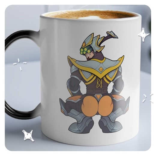 Master Yi Mug (magic Mug) Cheeky - Heat Sensitive Color Morphing - Black Mug Reveals Design With Hot Drink Cheeky - Etsy