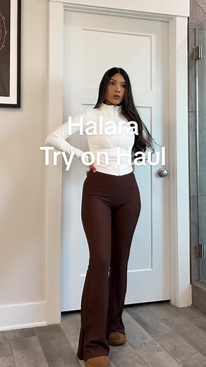 In my Pilates Era ✨ Halara leggings are a need! #casualootd #outfitinspo #pilatesoutfit #flareleggings #petitefashion #fittok #comfyoutfits #halarafashion #outfitideas #tryonhaul #uggs #halara #scrunchleggingtryon #tiktokshop #tiktokfashion #ootd