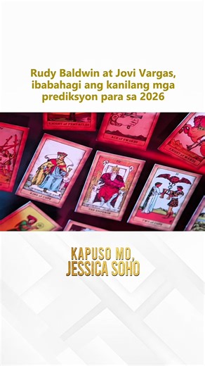 Ang mga pangitain nila noong nakaraang taon diumano… nagkatotoo! Ang kontrobersyal na psychic online na si Rudy Baldwin at ang psychic, fortune teller at tarot card reader na Jovi Vargas ibabahagi sa KMJS ang kanilang mga premonisyon para sa taong 2026! Panoorin ang video. | Kapuso Mo, Jessica Soho (One at Heart, Jessica Soho)