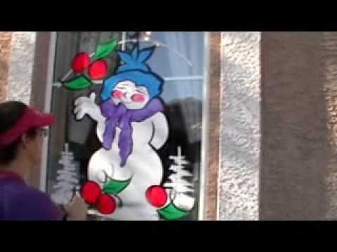 Christmas Holiday Window Painting PerfectSigns.com by Kim Cooper