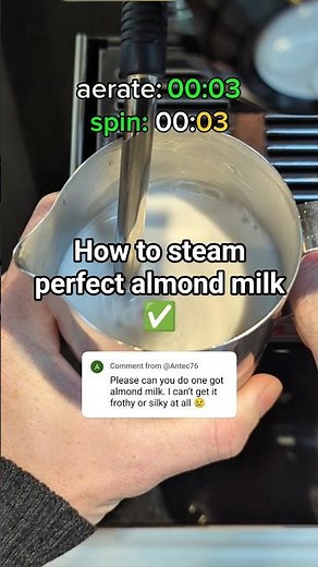 How to froth perfect almond milk. #latteart #coffee #barista