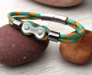 Bike Chain Paracord Bracelet - Gifts for Cyclists - Chain Link Bracelet - Bicycle Chain Bracelet - Rope Bracelet - Etsy