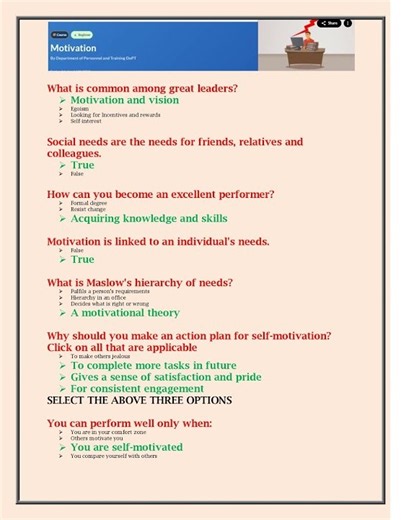 Motivation COURSE ANSWERS IGOT KARMAYOGI