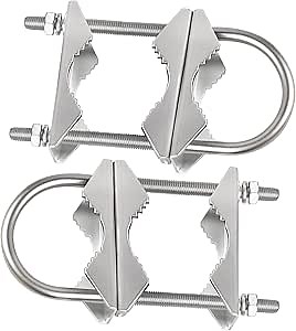 Double Antenna Mast Clamp - 2 PCS Antenna Pole Mount Bracket V Jaw Block with U Bolts,Heavy Duty Mast Mount Bracket Kit