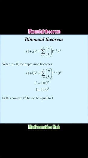 Mathematics Hub on Instagram: "Binomial theorem #binomialtheorem #viralreels #viral #maths #solve"