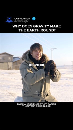 Cosmo Sight - Astronomy & science on Instagram: "Why are planets round? This is how gravity shapes the universe. When an object in space gets massive enough, its own gravity starts pulling everything toward its center. This inward force crushes any bumps or irregularities, forcing the object into the most balanced shape possible — a sphere. That’s why large planets, moons, and stars are round. But not everything in space is round. Smaller asteroids and moons often have irregular, lumpy shapes — 