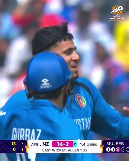 Turned, tricked and toppled by Mujeeb Ur Rahman 💫 #T20WorldCup broadcast details 👉 https://www.icc-cricket.com/tournaments/mens-t20-world-cup-2026/news/all-the-broadcast-details-for-icc-men-s-t20-world-cup-2026 | ICC - International Cricket Council