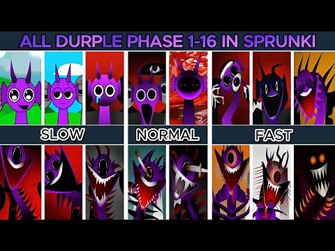 Mix All Durple (Purple) in Sprunki Incredibox: Phase 1-16 | Normal, Fast & Slow Modes