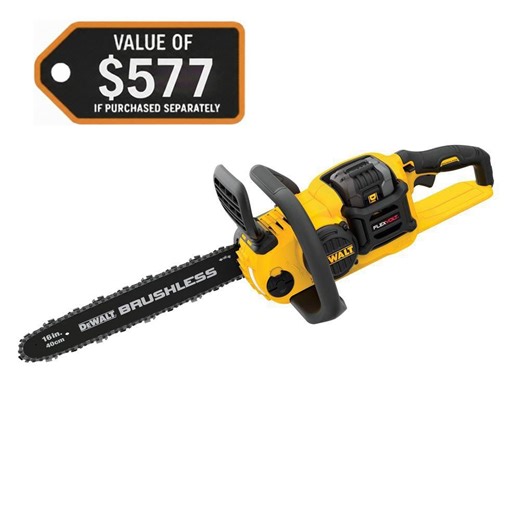 DEWALT FLEXVOLT 60V MAX 16 in. Brushless Cordless Chainsaw Kit with (1) 2.0 Ah Battery and Charger DCCS670T1