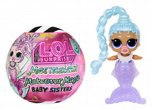 LOL Surprise Mermaids Makeover Magic Baby Sisters with Color-Changing Mermaid Tails and Shell-Inspired Display Ball, Collectible Dolls, Kids Ages 4