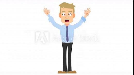 Cartoon man waving with both hands, hello, hi, gesture background and 2d animation, Cartoon character, boy waving, happy
