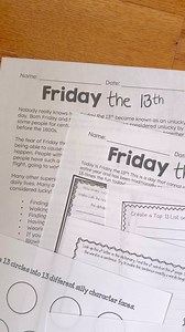  Tomorrow is Friday the 13th and I have the best resource to engage and interest your students! This includes • reading passage • writing prompts • 13 fun language and math challenges • activity and fitness challenges • word search  I’ve used this with 2nd through 6th grade! Grab your copy here  bit.ly/FBFriday13th #fridayth13th | Mrs. Beattie's Classroom | Facebook