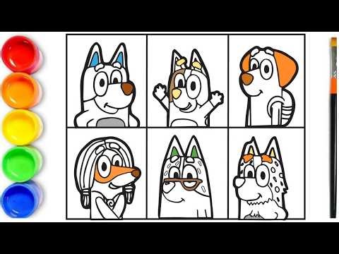 How to draw Bluey Characters Step By Step | Bluey, Bingo, Lucky, Indie, Chilli | Bluey Coloring Page