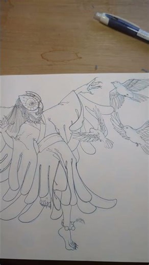 my sketch book:drawings of a Bird Oracle girl#sketch
