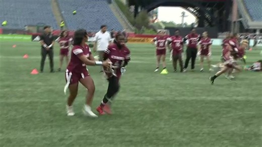 High school girls flag football teams hit the field at Gillette Stadium for end-of-season tournament