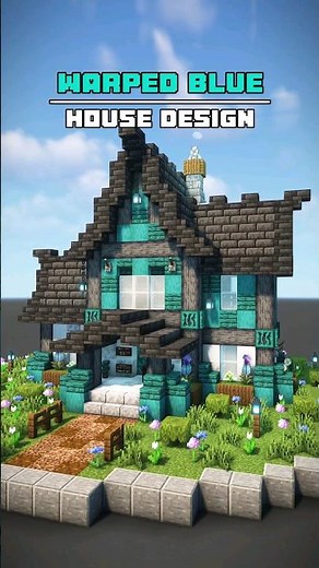 Warped Blue House Design 💙 #minecraft