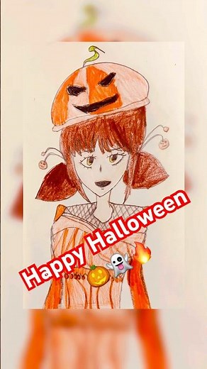 Halloween Girl Drawing Part-1 🎃💀 | Spooky Art for Halloween 2025 👻 #shorts #art #helloween #girl