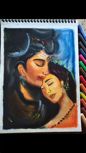 shiv Durga drawing with soft pastel #youtubeshorts #drawing