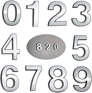 10 Pcs 3D Small Mailbox Numbers(0-9),1.4 Inch Self Adhesive House Numbers Sticker for Hotel Room Apartment Door and Address Sign,(1.4 Inch 0-9,Silver)