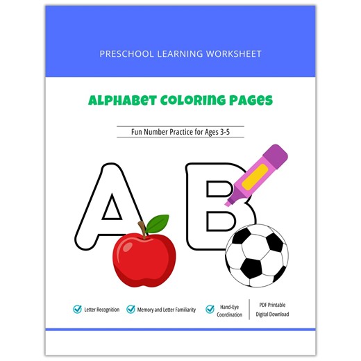 Alphabet Coloring Pages A–Z | Preschool Letter Worksheets | ABC Printable Kids Activity - Etsy