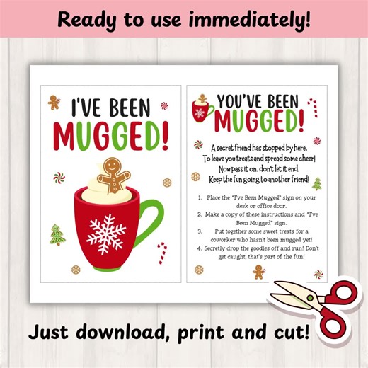 Youve Been Mugged Printable, Office Coworker Game | Christmas Team Building, Holiday Gift Exchange Game, Teacher, Nurse, Digital Download - Etsy