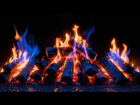 Calm Energy & Ember Warmth – 12H Flickering Blue Fire and Crackling Logs for Peaceful Dreams
