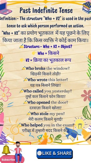 Past Indefinite Tense | Who + V2 Rule Explained in Hindi | Spoken English Grammar