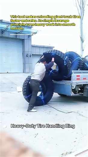 Heavy Tire Unloading Technique! #TruckWork #SmartTools #USA