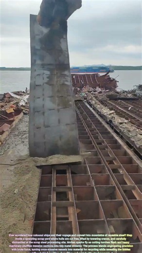 Maritime Steel Demolition at Scrap Yard 🌊 #ShipBreaking #SteelRecycling #IndustrialDismantling
