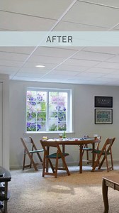 Have an unfinished basement? Not anymore!  Our SAHARA™ ceiling tiles offer a clean, updated look while hiding ductwork and wiring for a polished finish. Designed for basements, home theaters, and more, these tiles are moisture-resistant, sag-resistant, and durable. Plus, they install easily in our PRELUDE 15/16-in Suspended Ceiling Installation System. Learn more here: https://bit.ly/44ElABZ | Armstrong Ceilings for the Home | Facebook