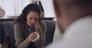 Grieving Woman Crying Talking Session Her Stock Footage Video (100% Royalty-free) 1091995757 | Shutterstock