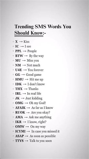 📱 Trending SMS Words You Must Know 🔥Chat Like a Pro 😎 Learn These Short Forms Today! #smstools
