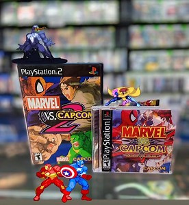BSG in Clovis has you covered on the original Marvel Vs Capcom games! We have everything from a complete in box MVC2 along with a disc only copy of MVC on PS1 with a fancy reprint cover! Stop on by, visit blueshellgaming.com, or call 559-460-7440 today! #marvel #capcom #marvelvscapcom #marvelvscapcom2 #retrogaming #playstation | Blue Shell Gaming & Collectibles