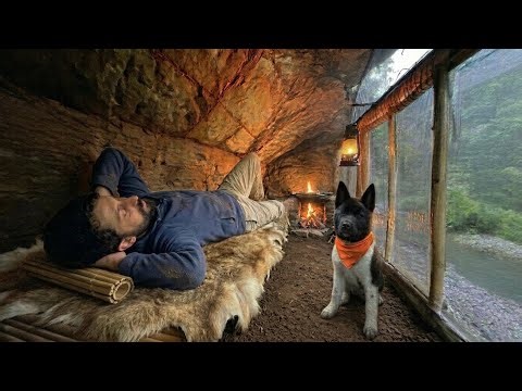 3 Days Solo SURVIVAL in Rainforest - I Built CAVE with Fireplace. Bushcraft Camping - Fish Cooking