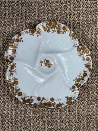 Antique Haviland Limoges Oyster Plate, Charles Field Haviland CFH/GDM, Gold Floral Rim, 5 Well Oyster Server, French Porcelain C. 1890–1915 - Etsy