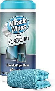 MiracleWipes for Electronics Cleaning - Screen Wipes Designed for TV, Phones, Monitors and More - Includes Microfiber Towel - (60 Count)