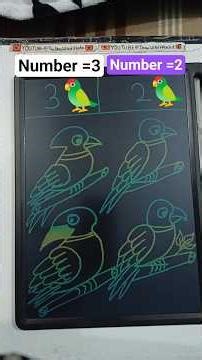 Number 3 vs Number =2 learn to draw a Parrot drawing 🦜techniques #shortvideo #parrot #easydrawing