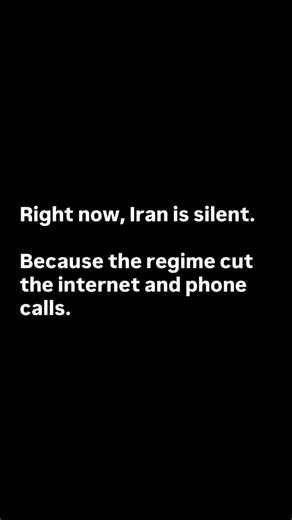 ‎مامی بیزینس | Somy | Mamibussiness‎ on Instagram: "Right now, Iran is in total darkness. The regime has cut the internet and phone lines, and we don’t know what is happening inside the country. We don’t know if our families and friends are safe. This is happening all over Iran, in big cities and small cities. Many places have gone completely silent. There is no news, no videos, no calls. We don’t even know how many people have been killed. Through a few Starlink connections, some information is