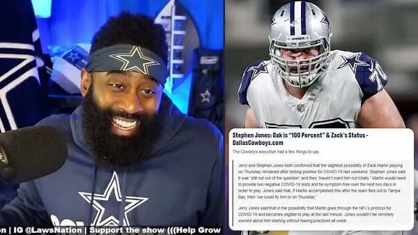 law nation sports: dallas cowboys' zack martin's covid-19 status: will he play against the buccaneers?