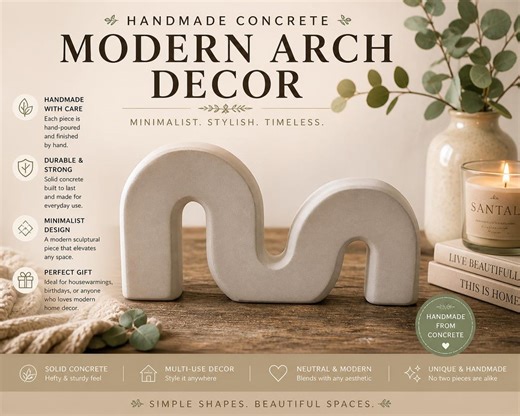 Handmade Concrete Wave Sculpture, Minimalist Modern Arch Decor Stand - Etsy