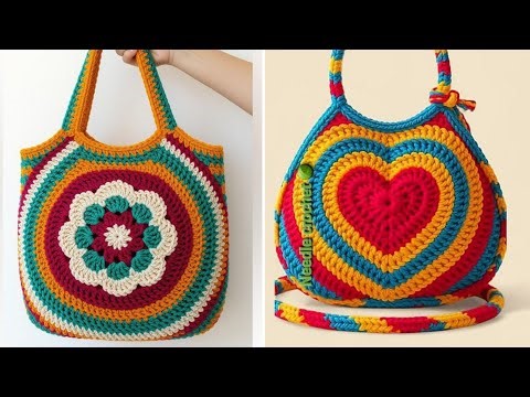 Beautiful & Colorful Crochet Handmade Bags Design