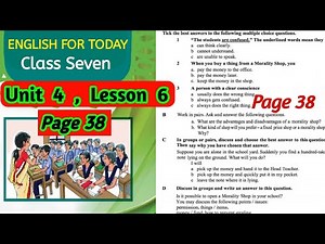 Class 7 english 2025 page 38 || Class seven english unit 4 lesson 6 | class 7 english page 38 2025 |