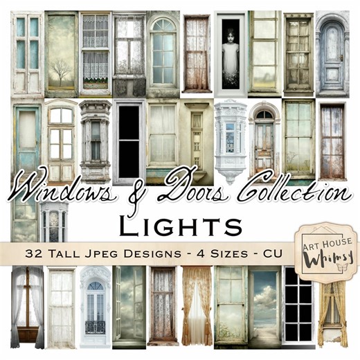 Vintage Windows & Doors Digital Collage: Rustic Junk Journal Art (digital Download) - Etsy